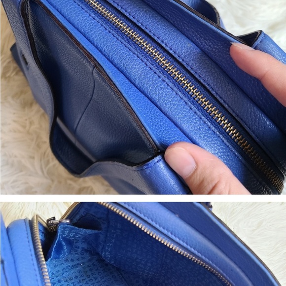 Kate Spade Cobalt Blue Dominique Grey Street Leather Satchel with tassel. GUC - Picture 7 of 9